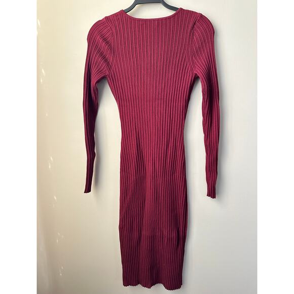 $425 Ramy Brook Pilar Cashmere Dress Womens Size S Bordeaux Long Sleeve New - Picture 5 of 10